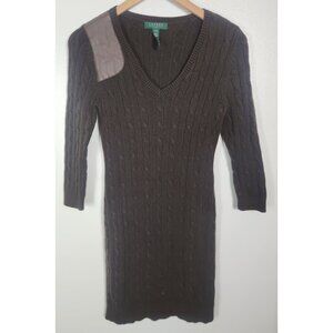 Lauren Ralph Lauren Women's Sz. P/S Brown Cable Knit Sweater Dress